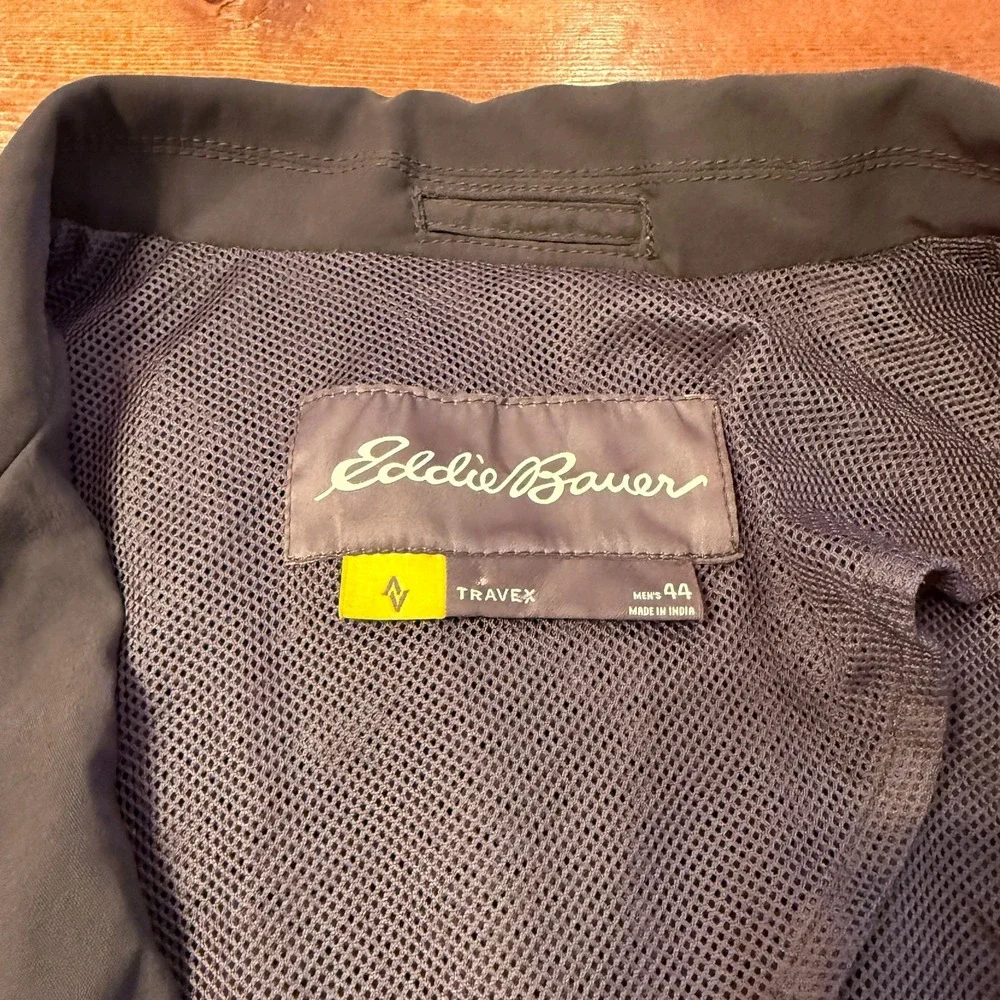 Eddie Bauer Travex Jacket Mens 44 Blazer Nylon Button Up Travel Gray Performance